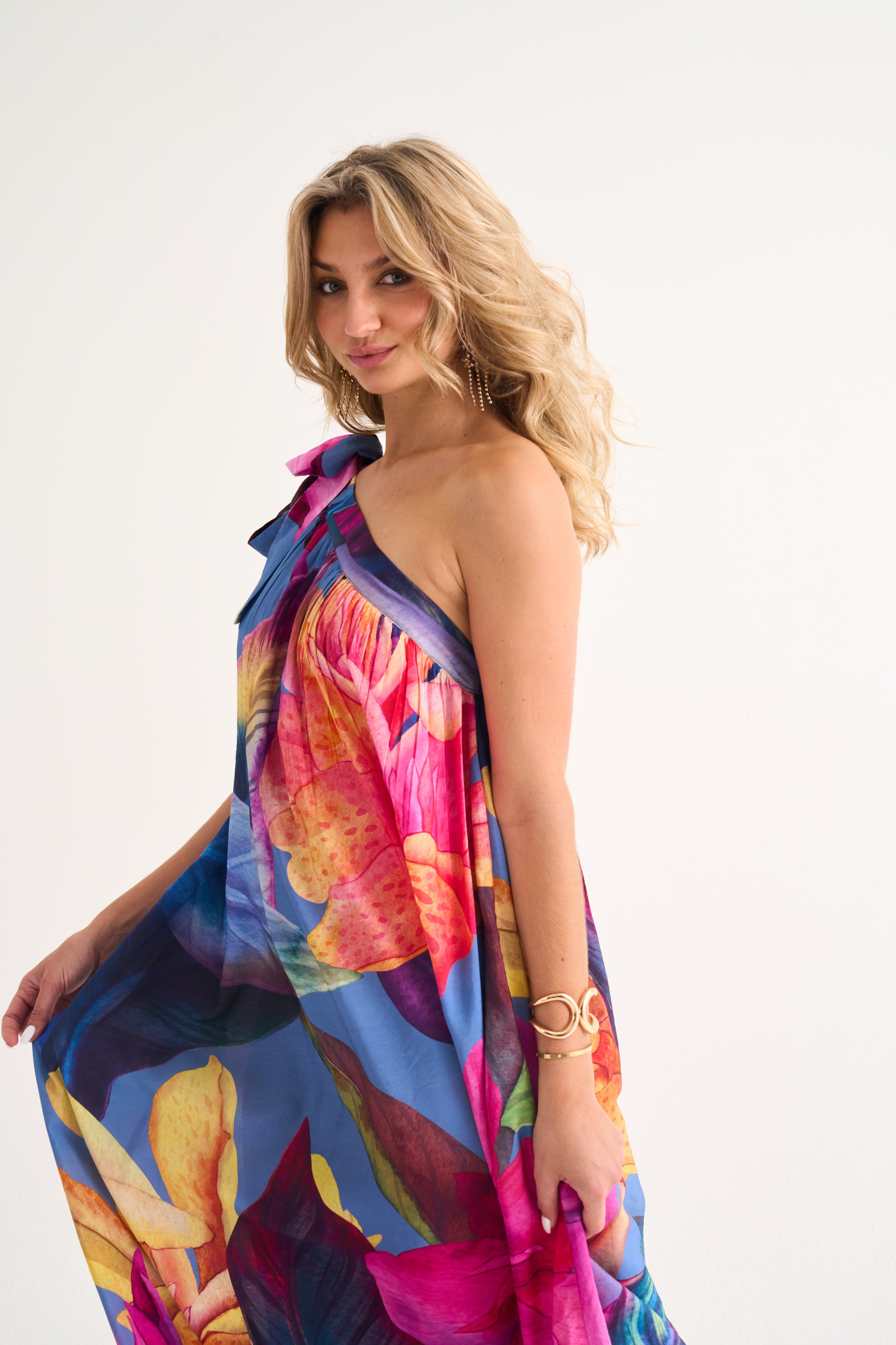 Abby One Shoulder Trapeze Maxi Dress