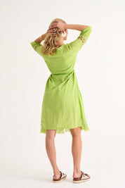 Lime Pippa Macrame Pure Cotton Anglaise Dress