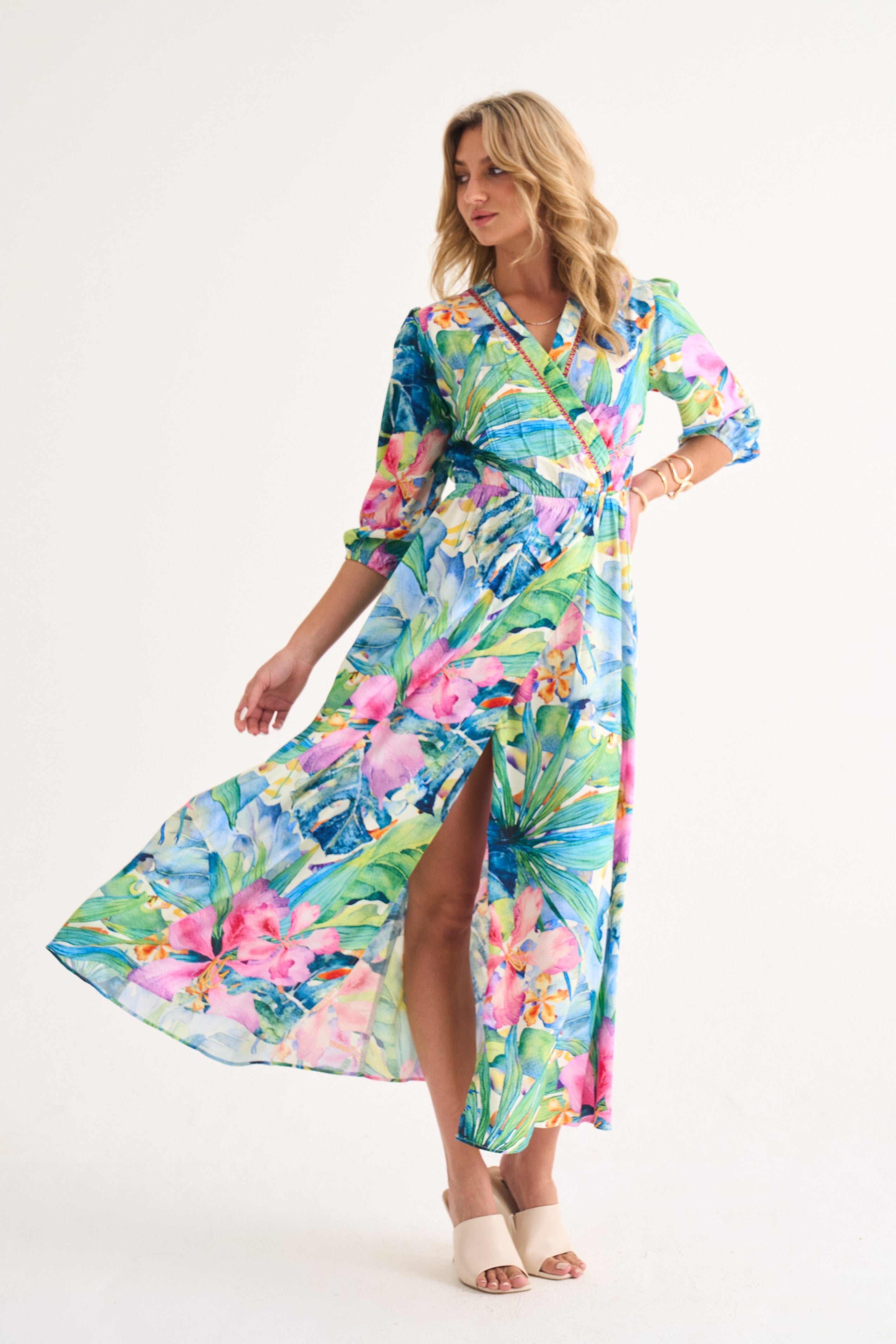 Tiffany Viscose Tropical Print Maxi