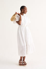 White fria cotton anglaise dress