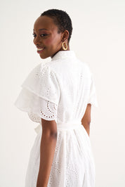 White fria cotton anglaise dress