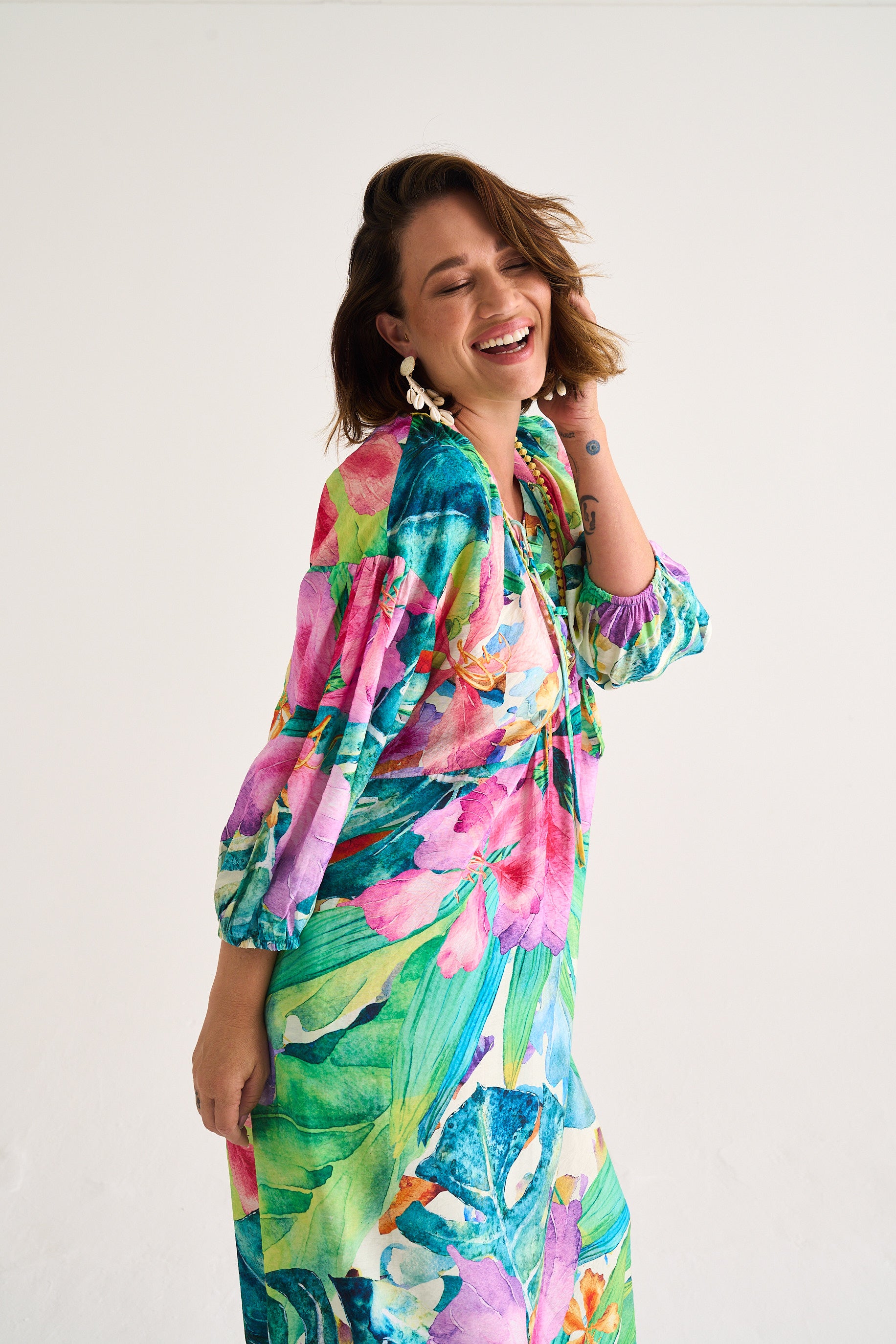 Tropical Lace Up resort Tunic
