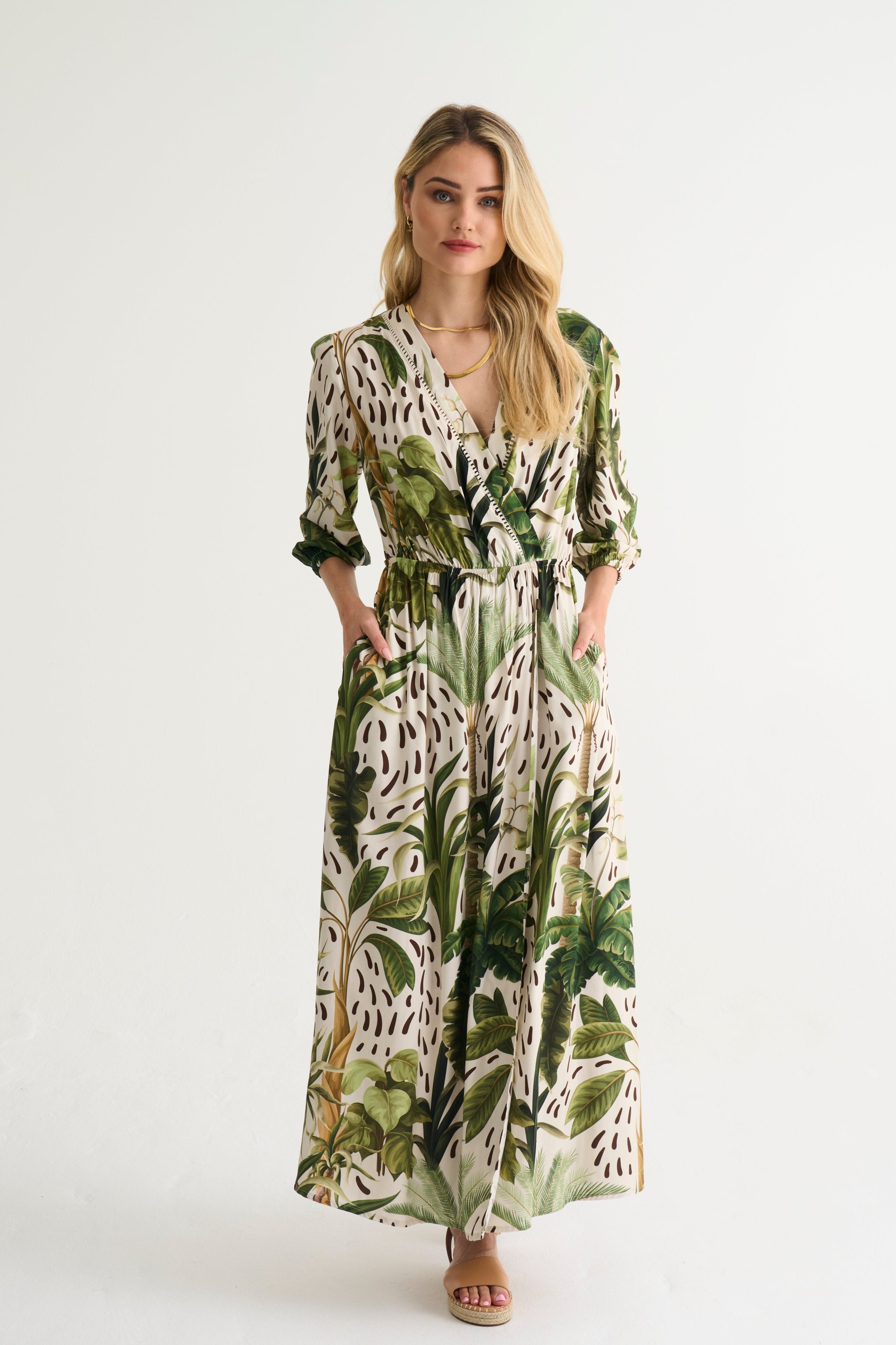 Tiffany Viscose Palm Resort Print Maxi
