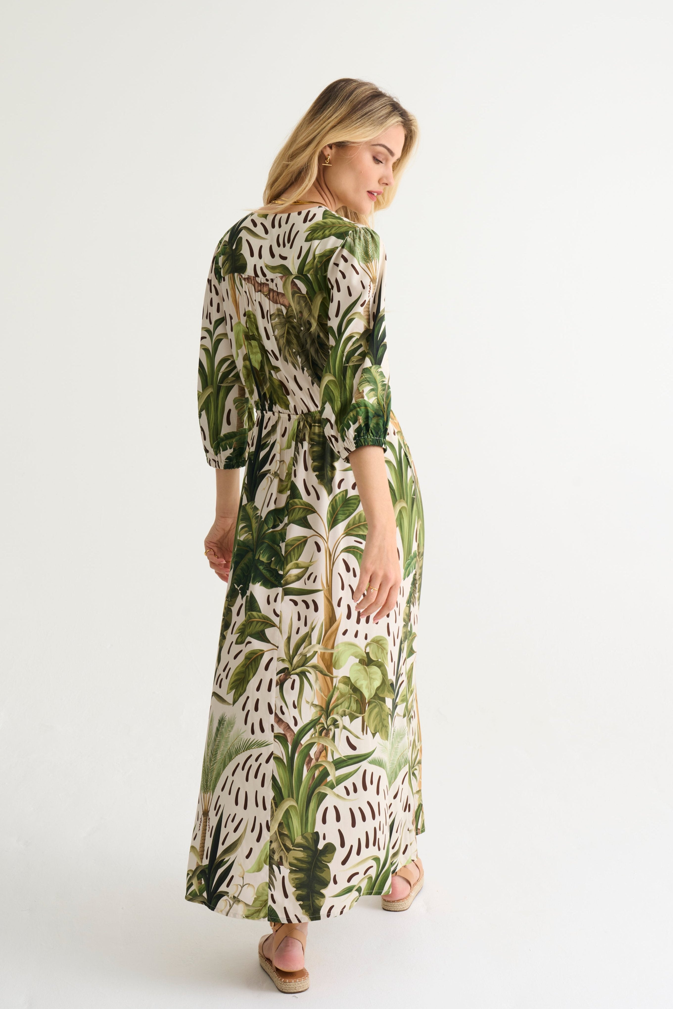Tiffany Viscose Palm Resort Print Maxi