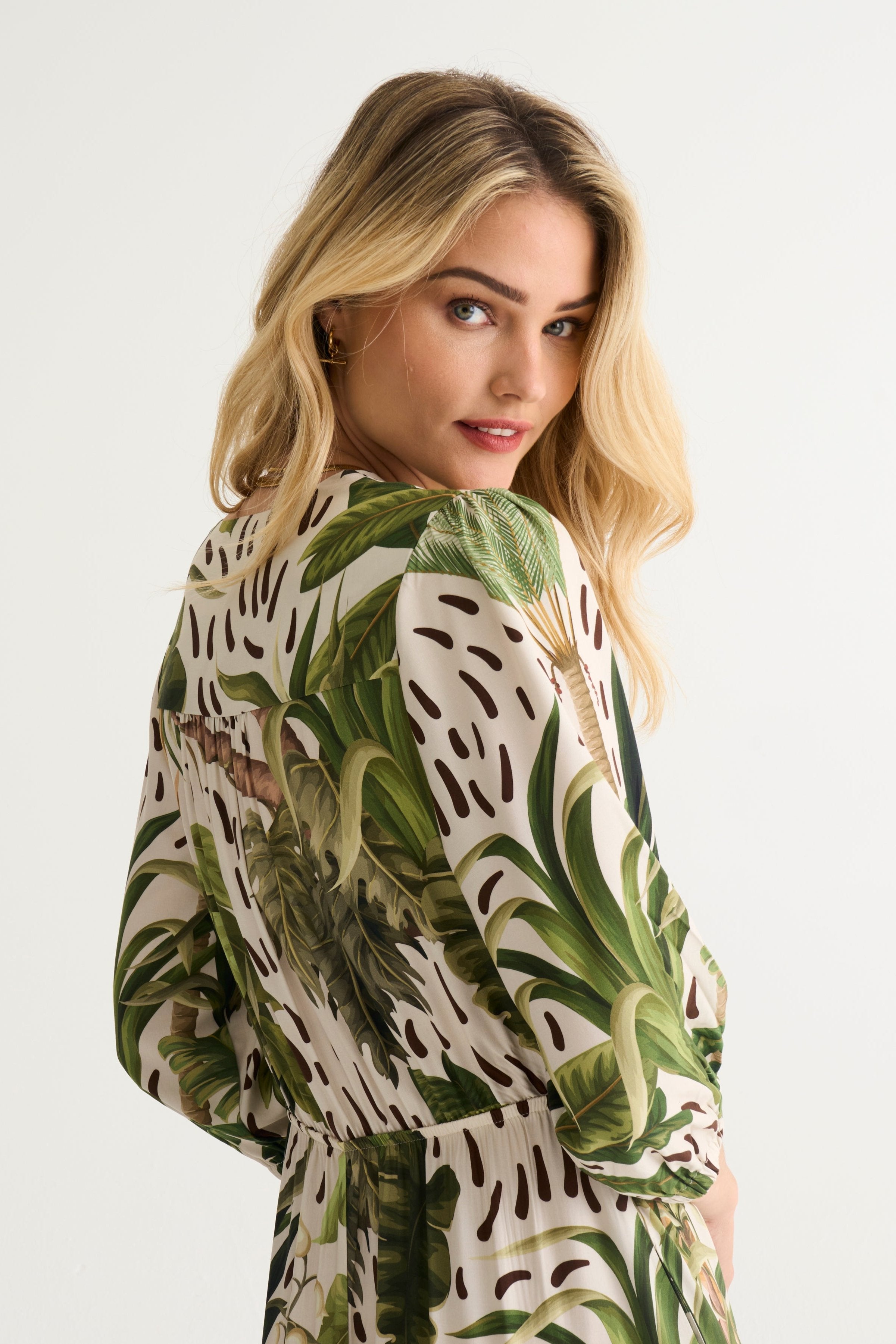 Tiffany Viscose Palm Resort Print Maxi