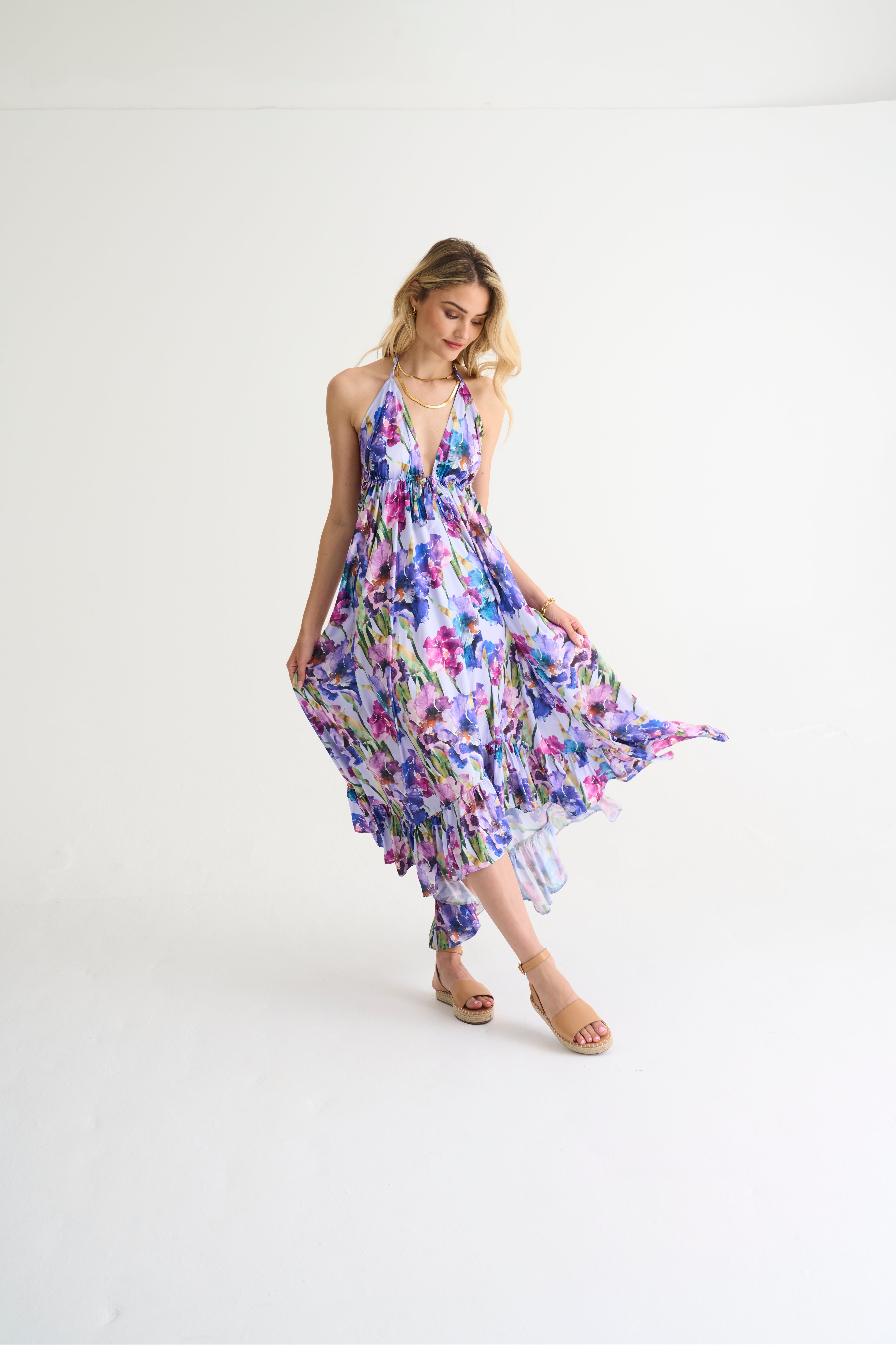 Ultra Violet Vacation Frill Dress