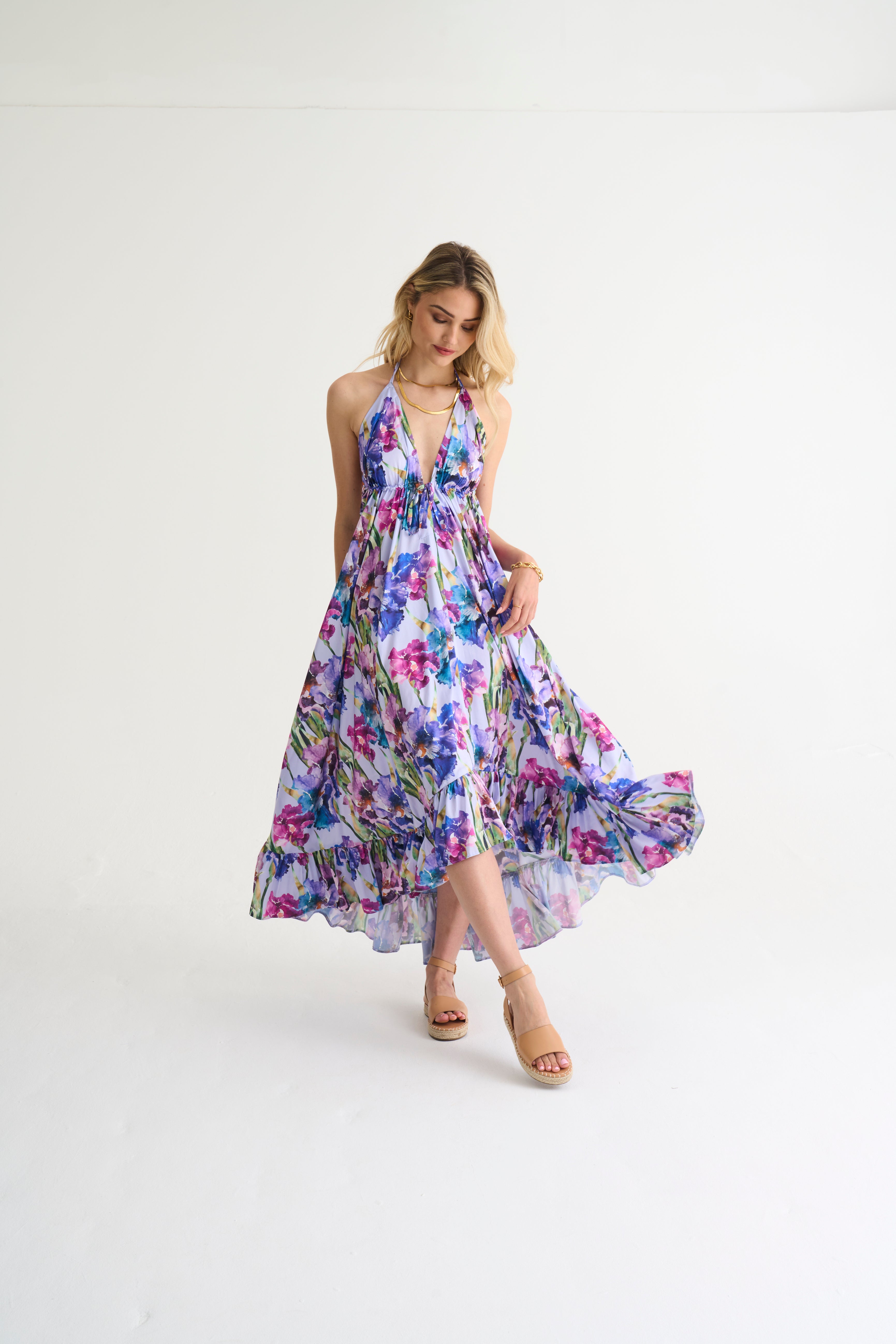 Ultra Violet Vacation Frill Dress
