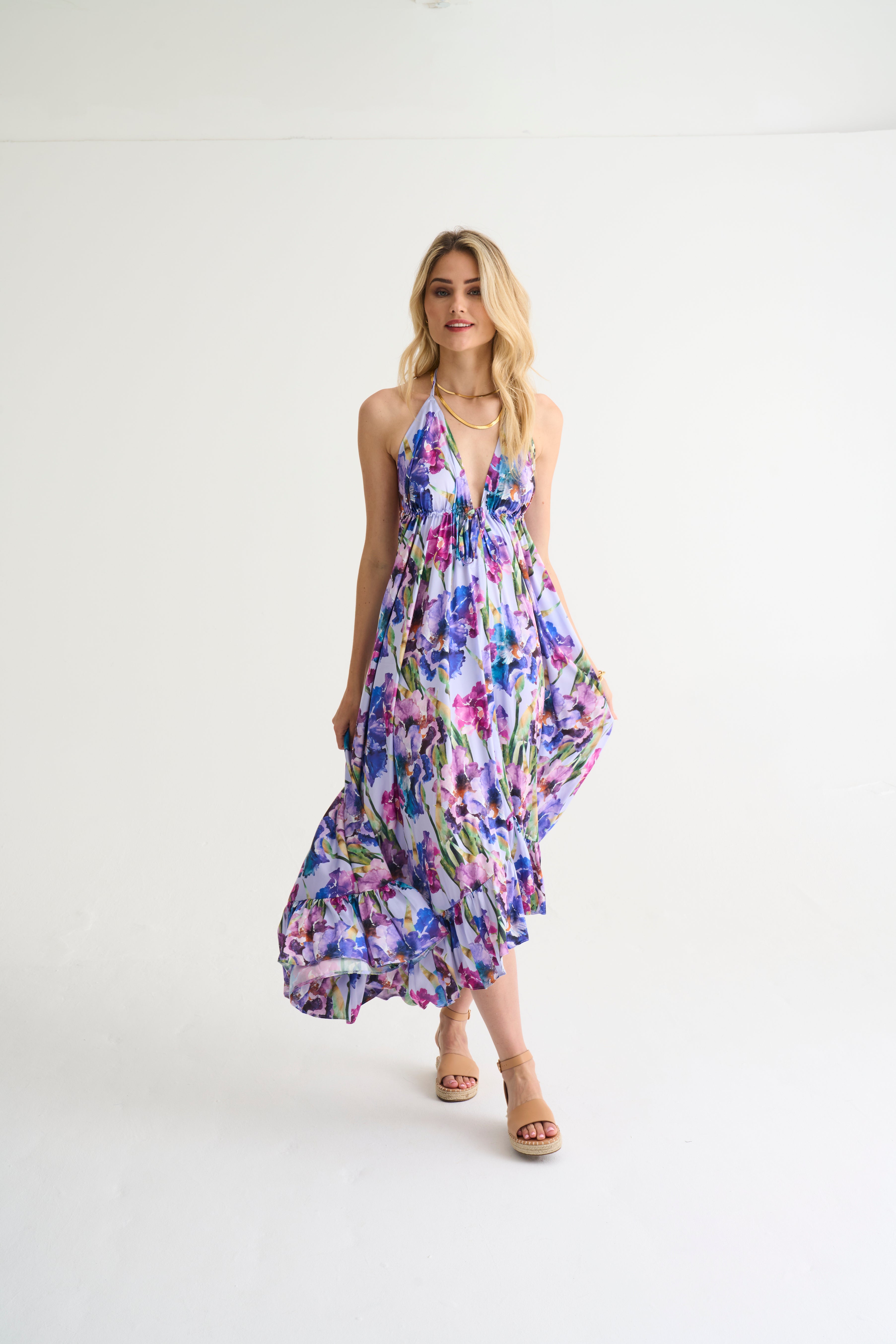 Ultra Violet Vacation Frill Dress