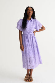 Lilac Fria Cotton Anglaise Dress