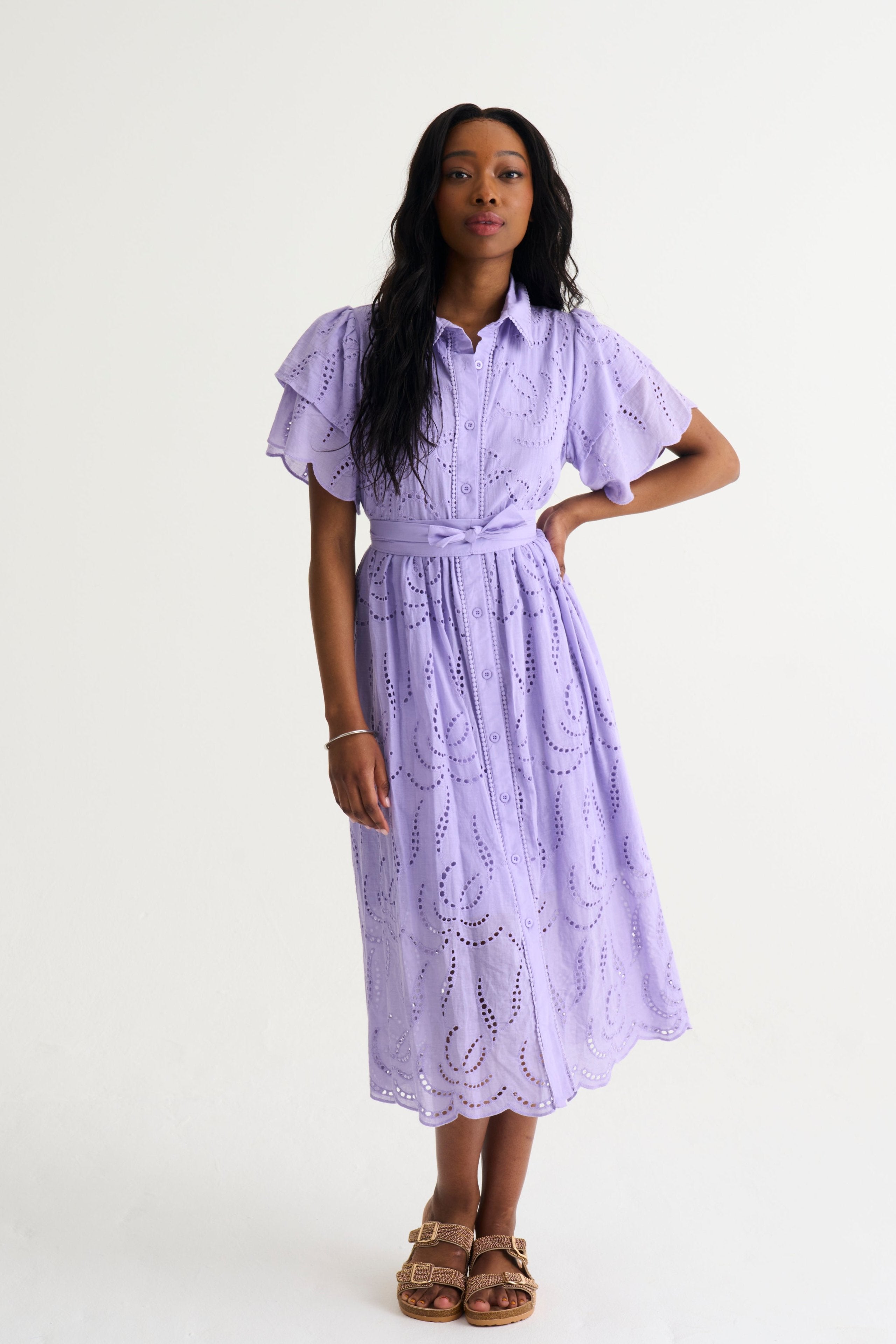 Lilac Fria Cotton Anglaise Dress