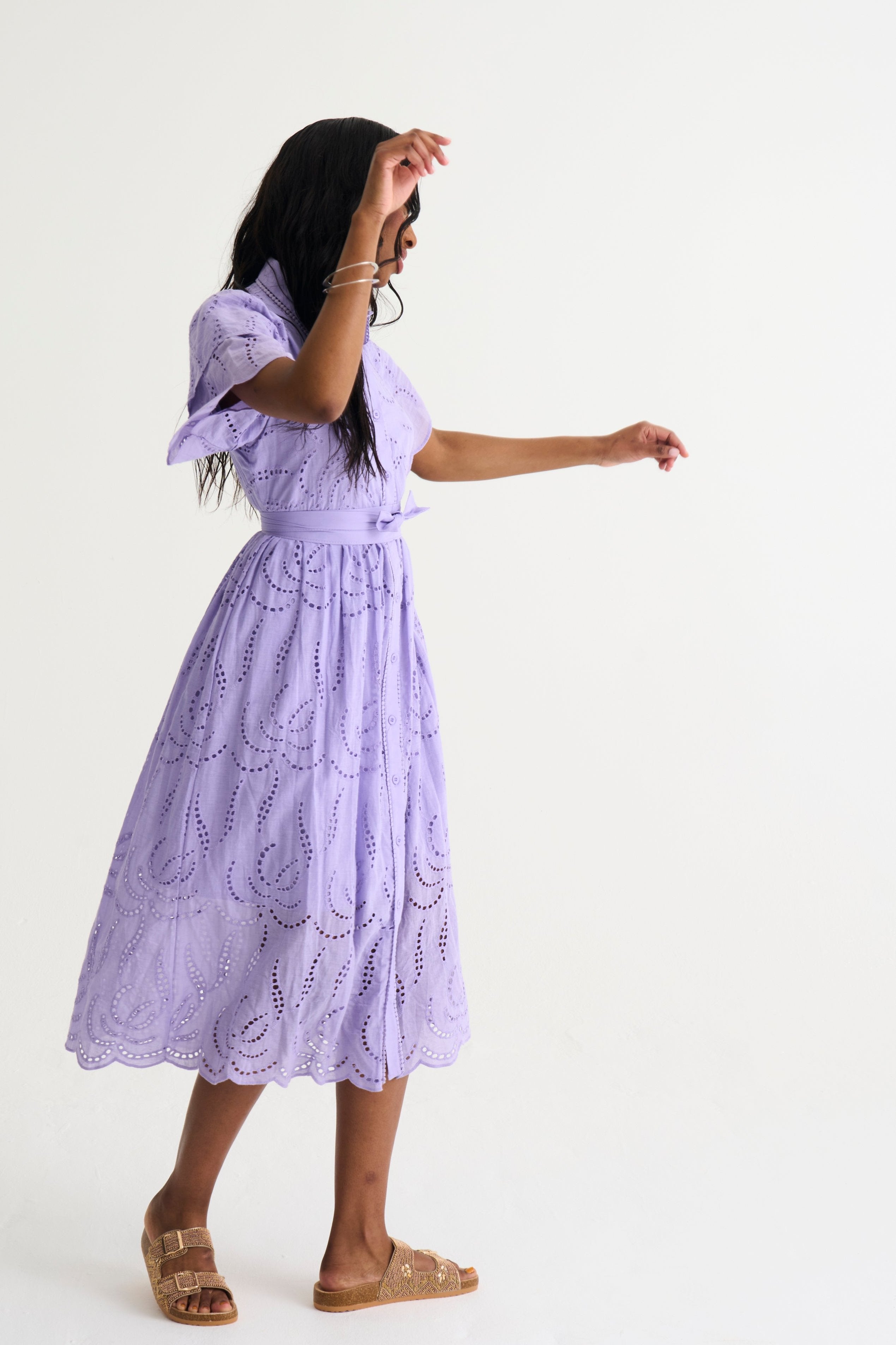 Lilac Fria Cotton Anglaise Dress