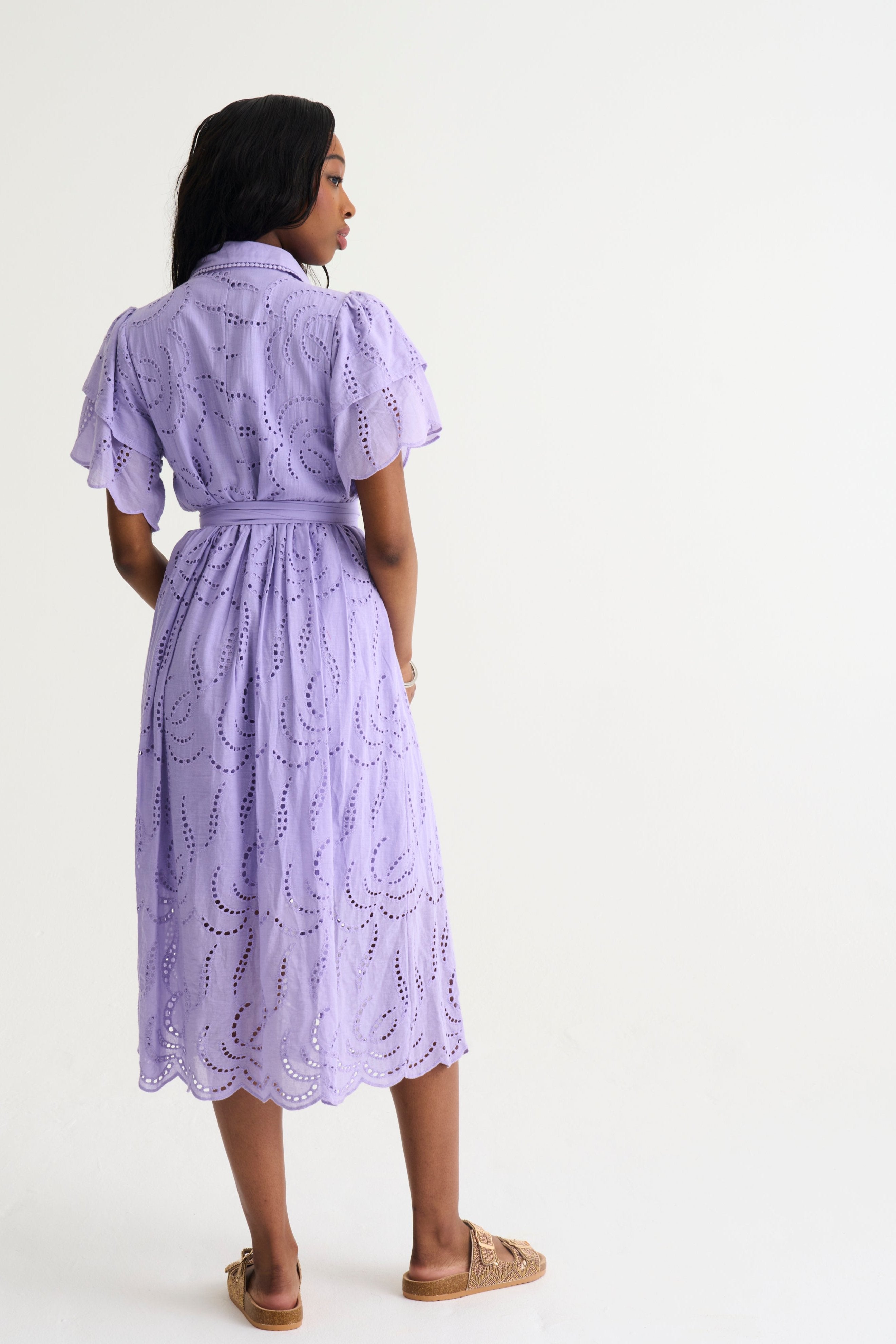 Lilac Fria Cotton Anglaise Dress