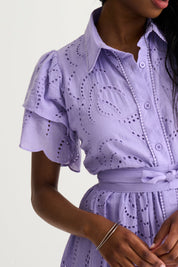 Lilac Fria Cotton Anglaise Dress