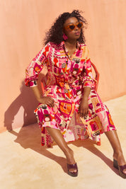 Maxi Shirt Dress - Pink Marrakech