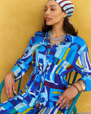 Drawstring Shirt - Blue Moon Print