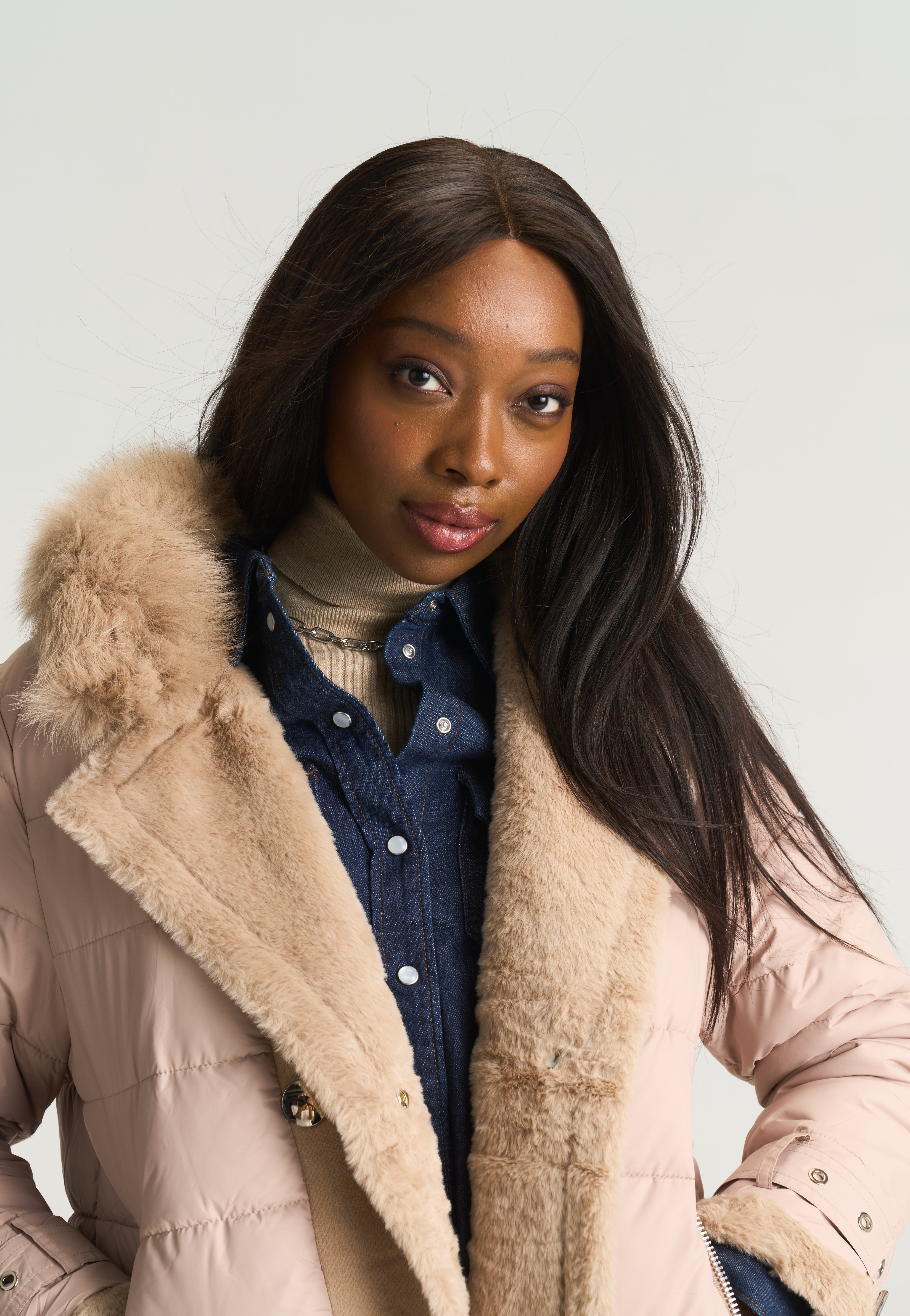 Grandad Faux Fur Padded Jacket