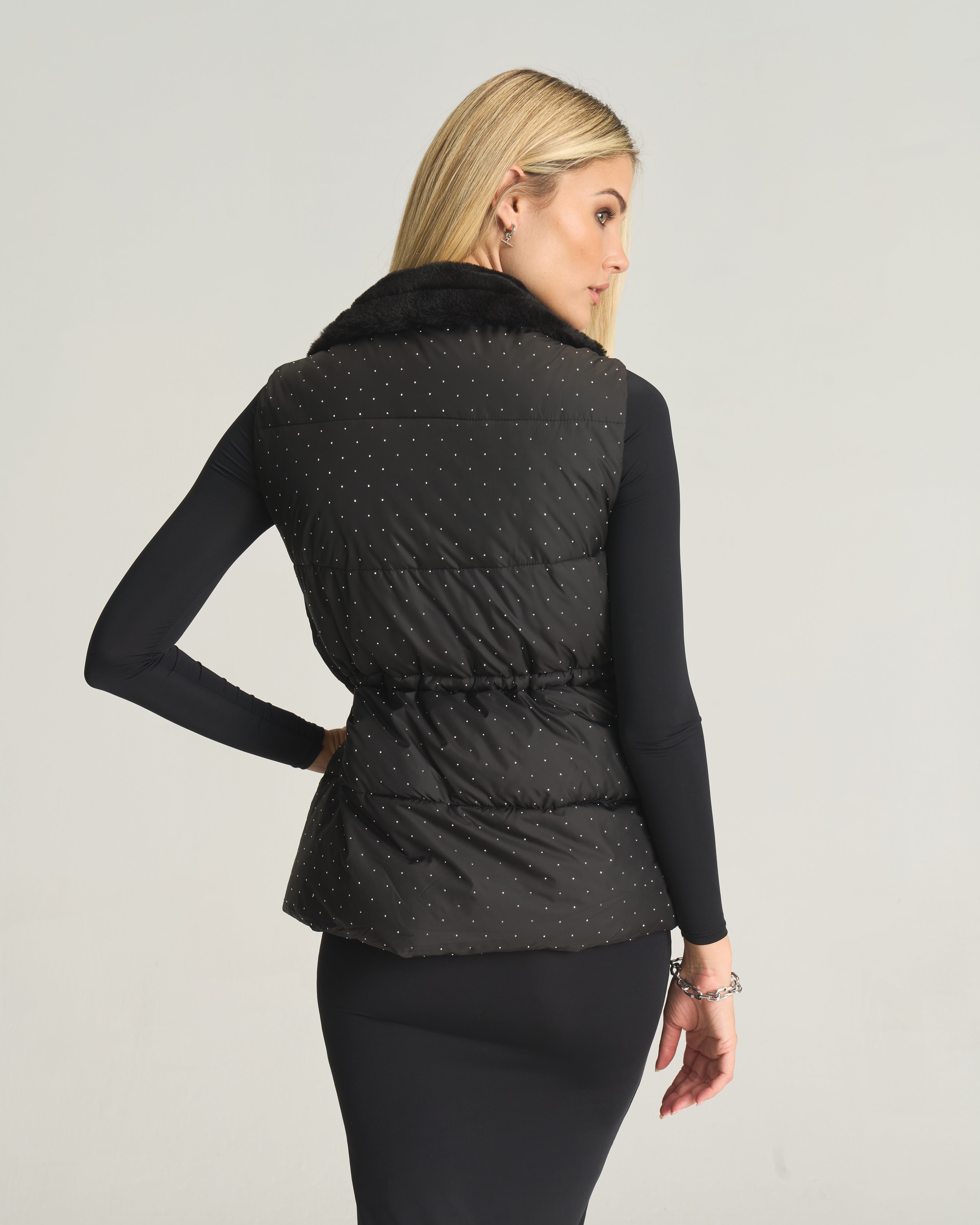 Black Faux Fur Trim Body Warmer