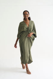 Khaki DRAPE KAFTAN