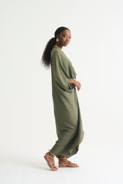 Khaki DRAPE KAFTAN