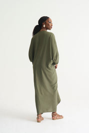 Khaki DRAPE KAFTAN