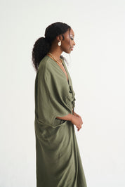 Khaki DRAPE KAFTAN