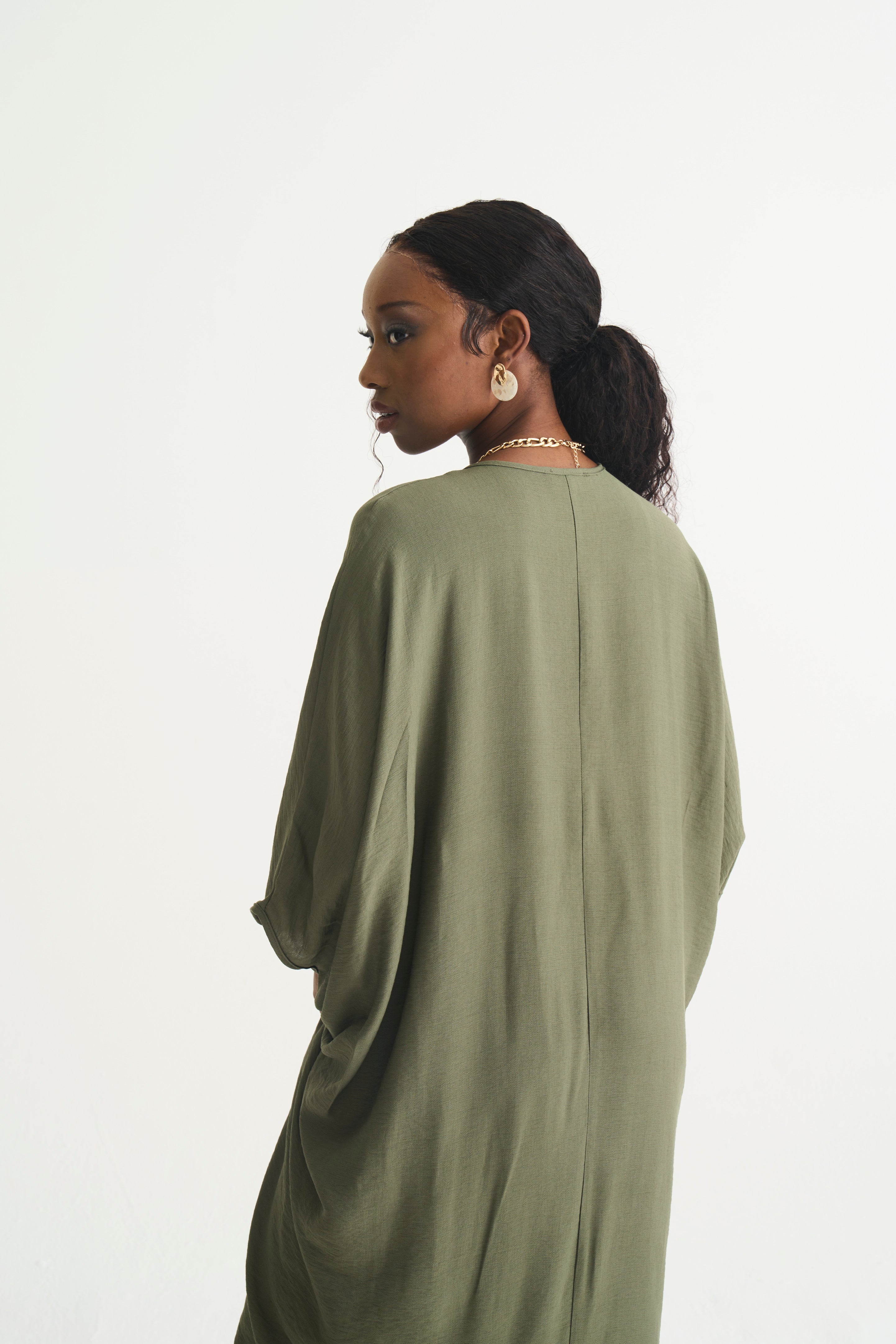 Khaki DRAPE KAFTAN