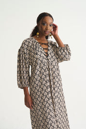 Black Palm Lace Up Tunic