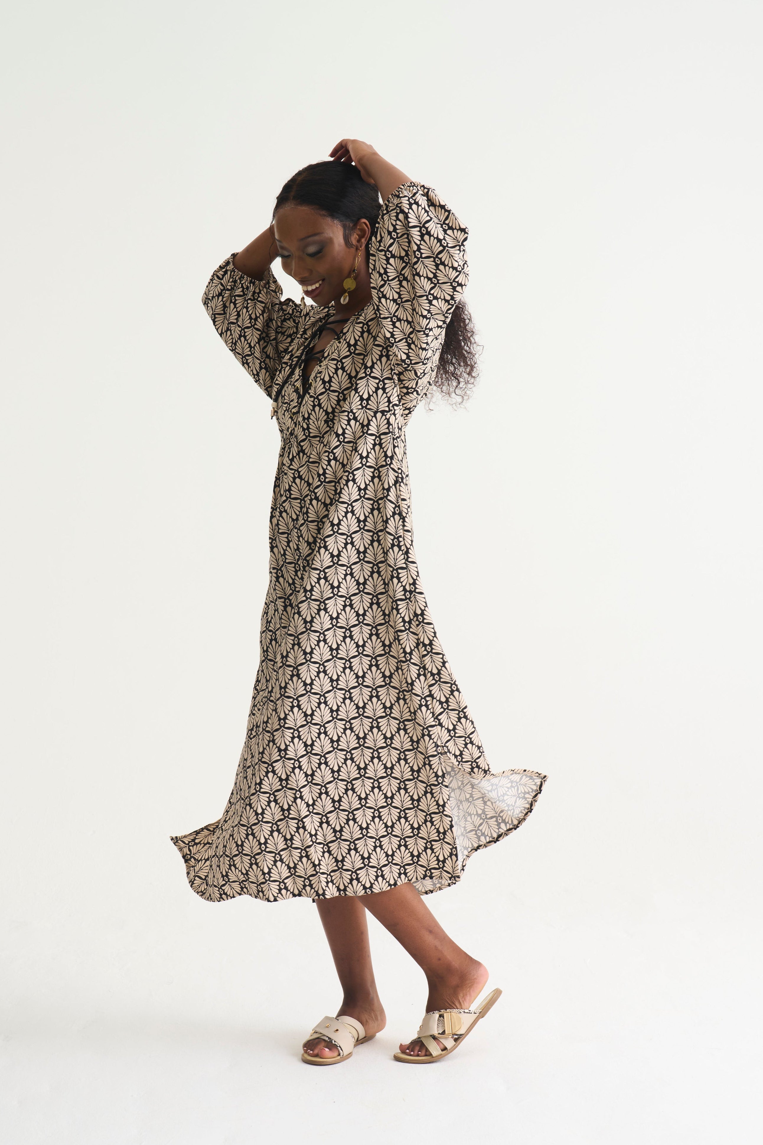 Black Palm Lace Up Tunic