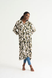 Olive Paint Misty Shirt Dress – Famous Easy-Wearing Style with Pockets