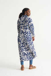 Navy Print Misty Shirt Dress – Famous Easy-Wearing Style with Pockets