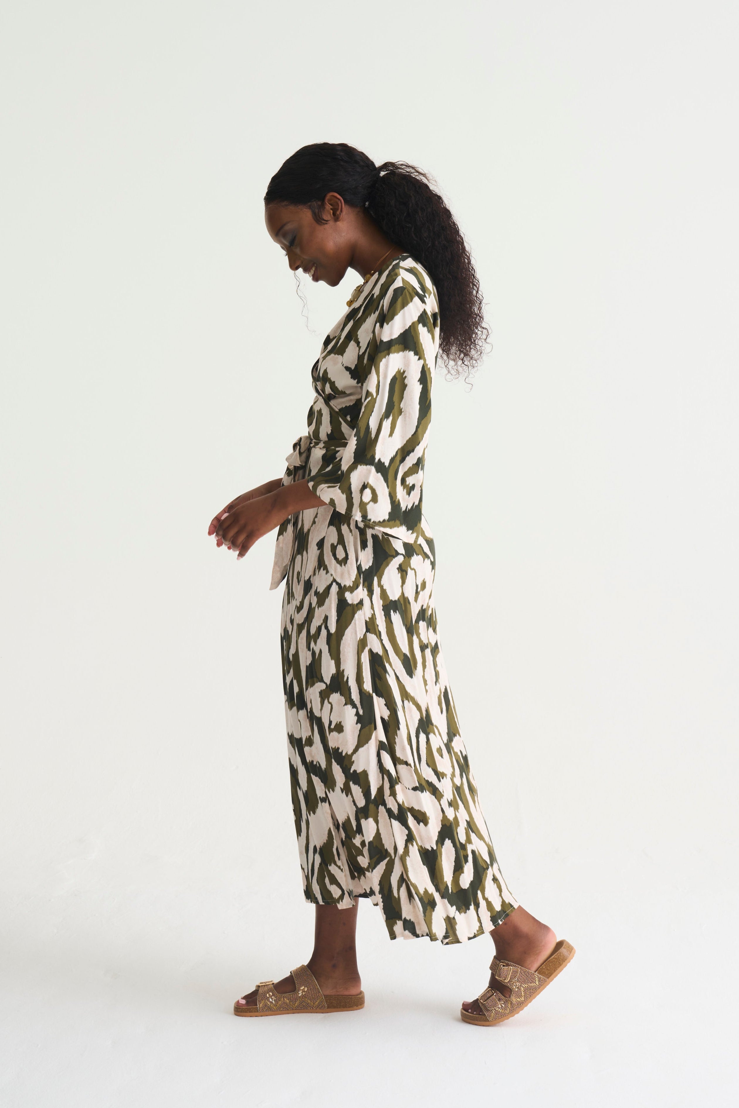 Olive Paint Wrap Dress