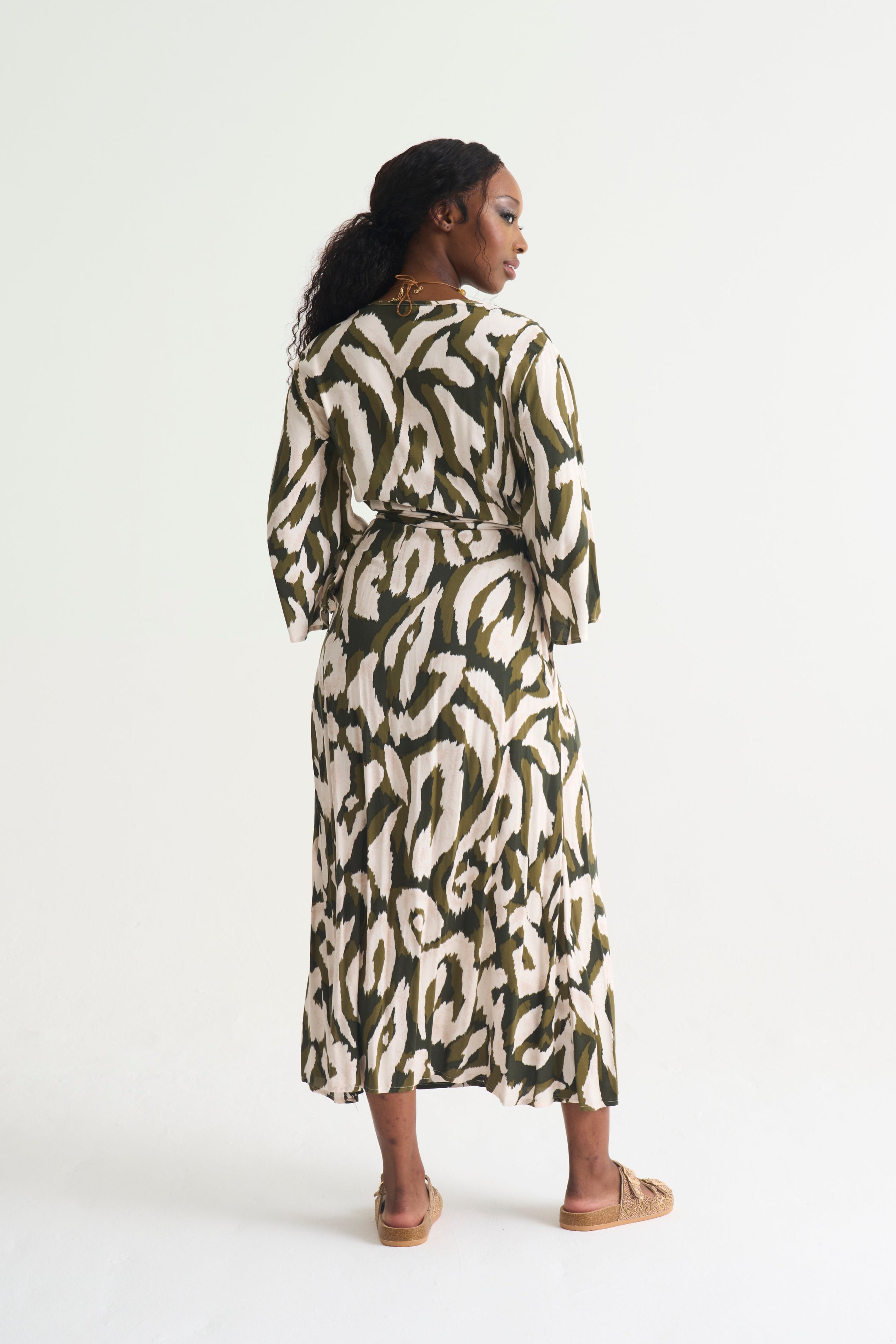 Olive Paint Wrap Dress