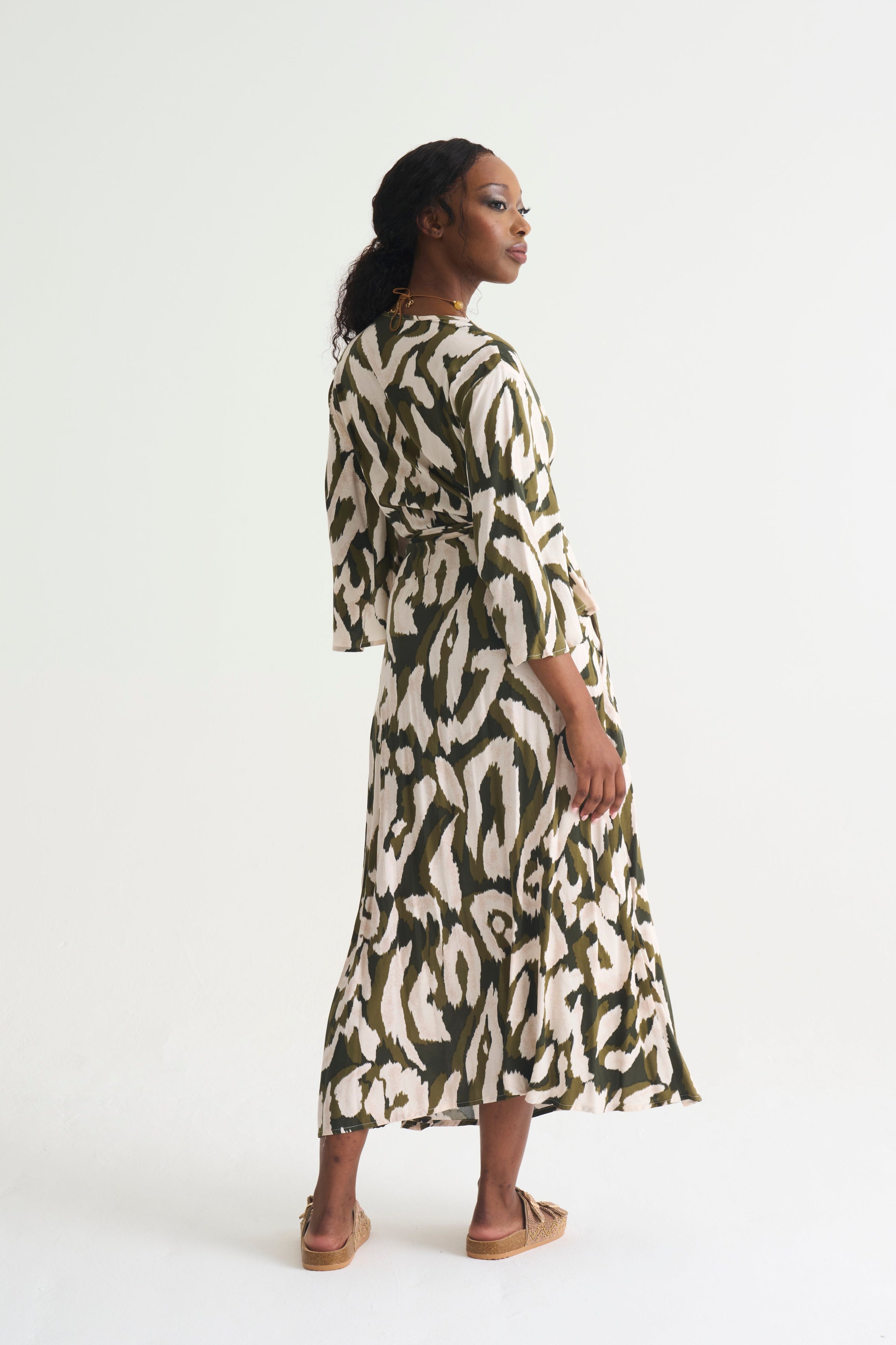 Olive Paint Wrap Dress