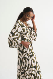 Olive Paint Wrap Dress