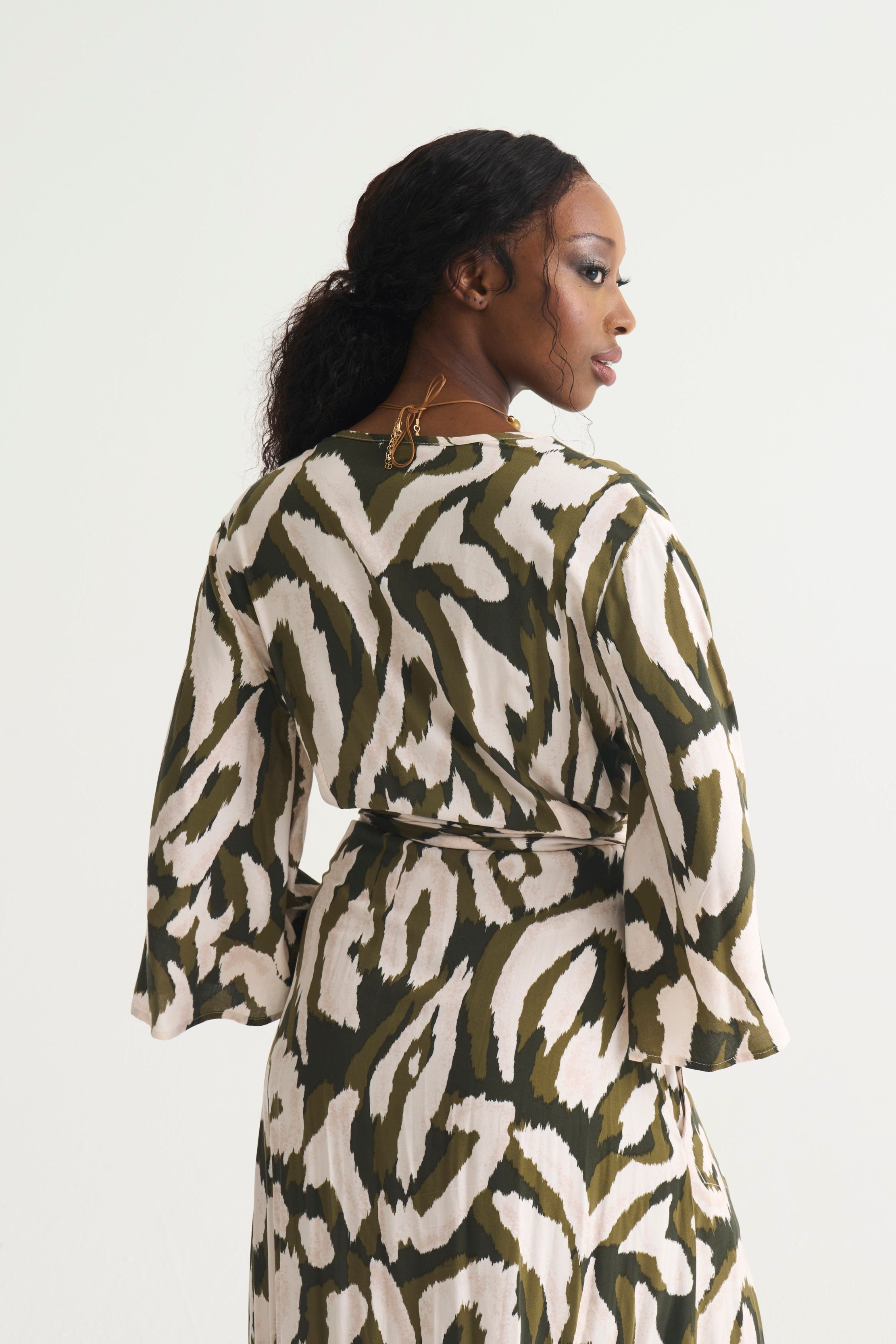 Olive Paint Wrap Dress