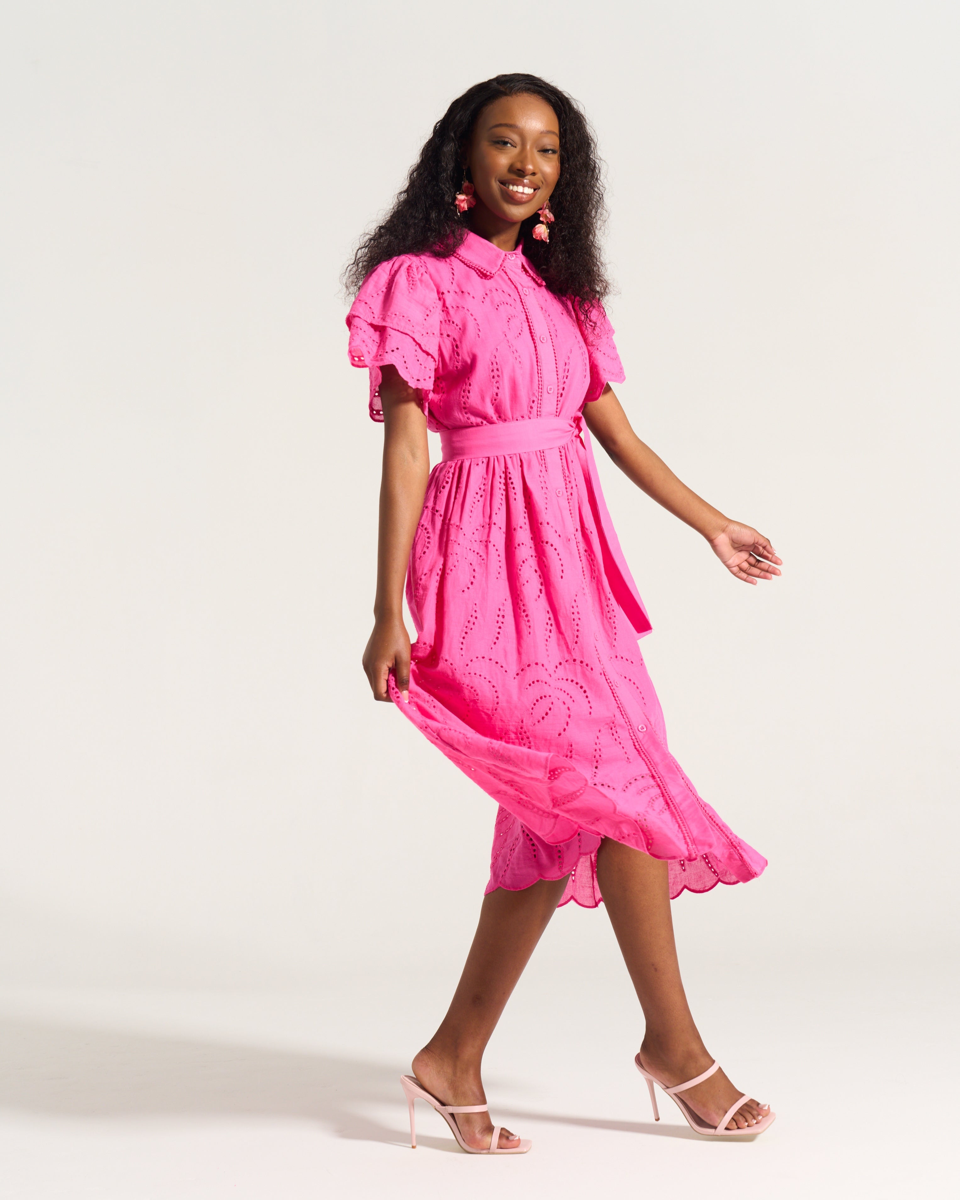 Fria Cotton Anglaise Dress Pink
