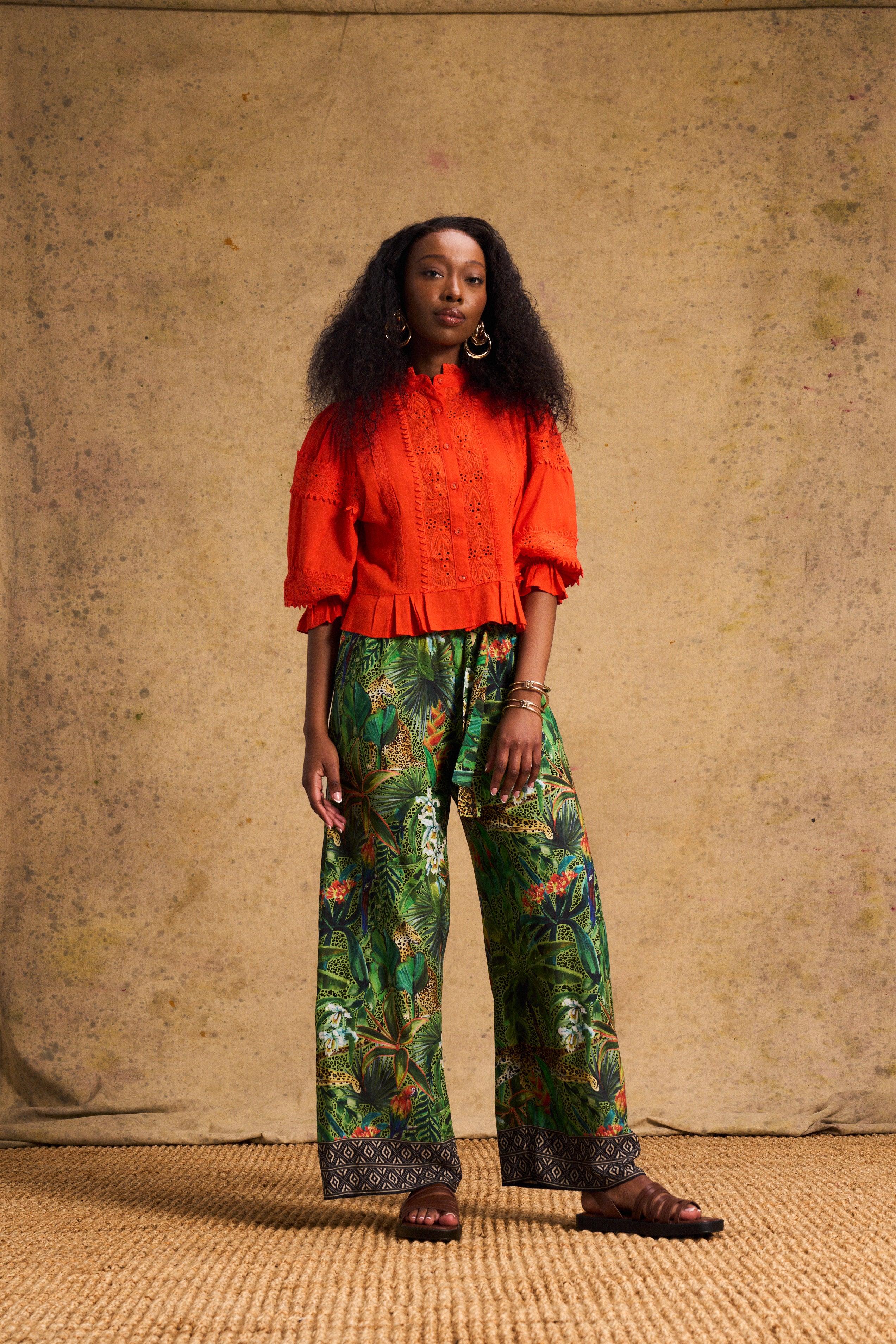 Paperbag Detail Pants In Amazon Cheetah