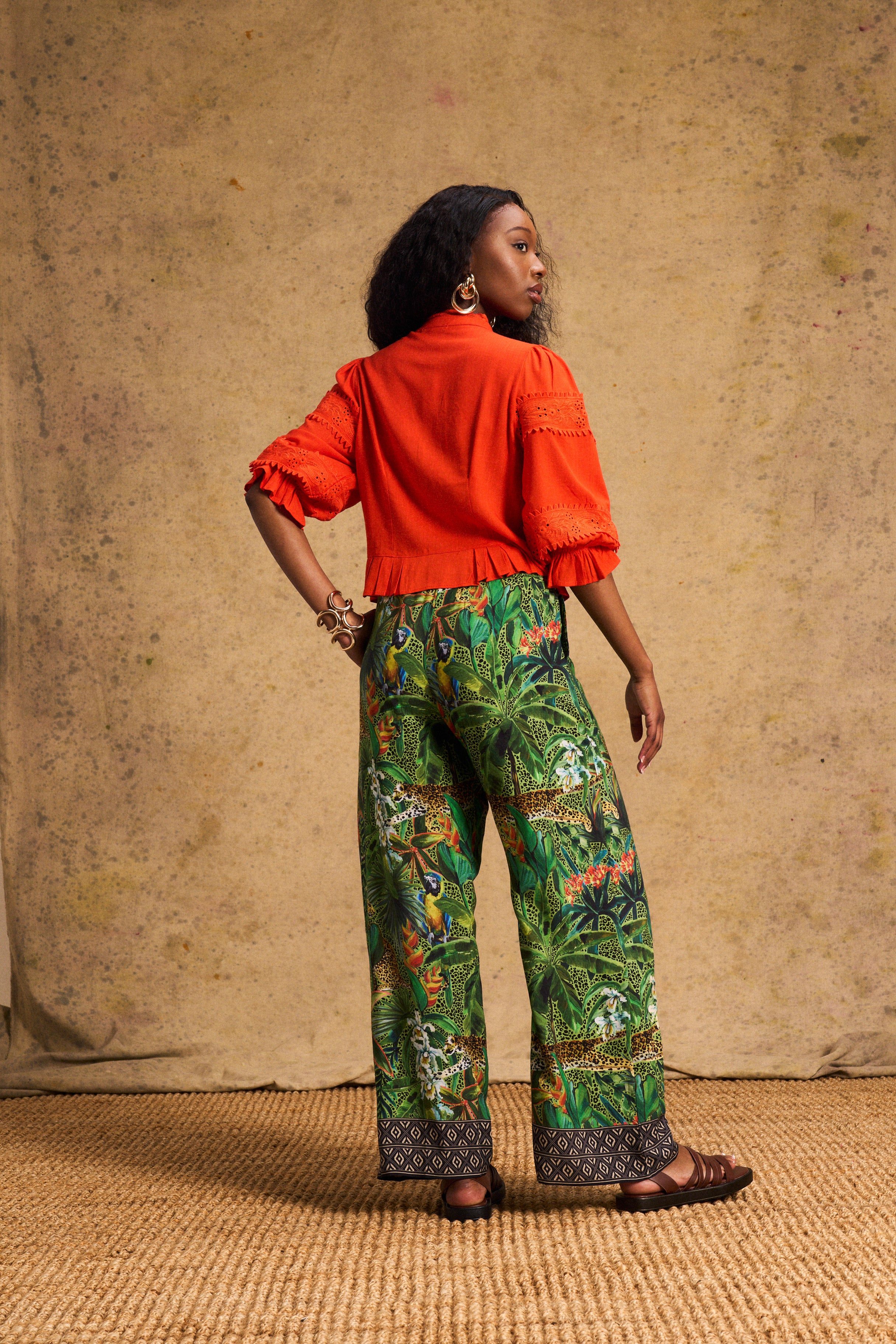 Paperbag Detail Pants In Amazon Cheetah