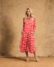 Liza Shirt Dress In Tangerine Ikat