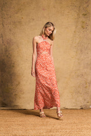Holly Cut Out Dress Orange Zebra