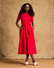 Venice Cotton Dress In Red