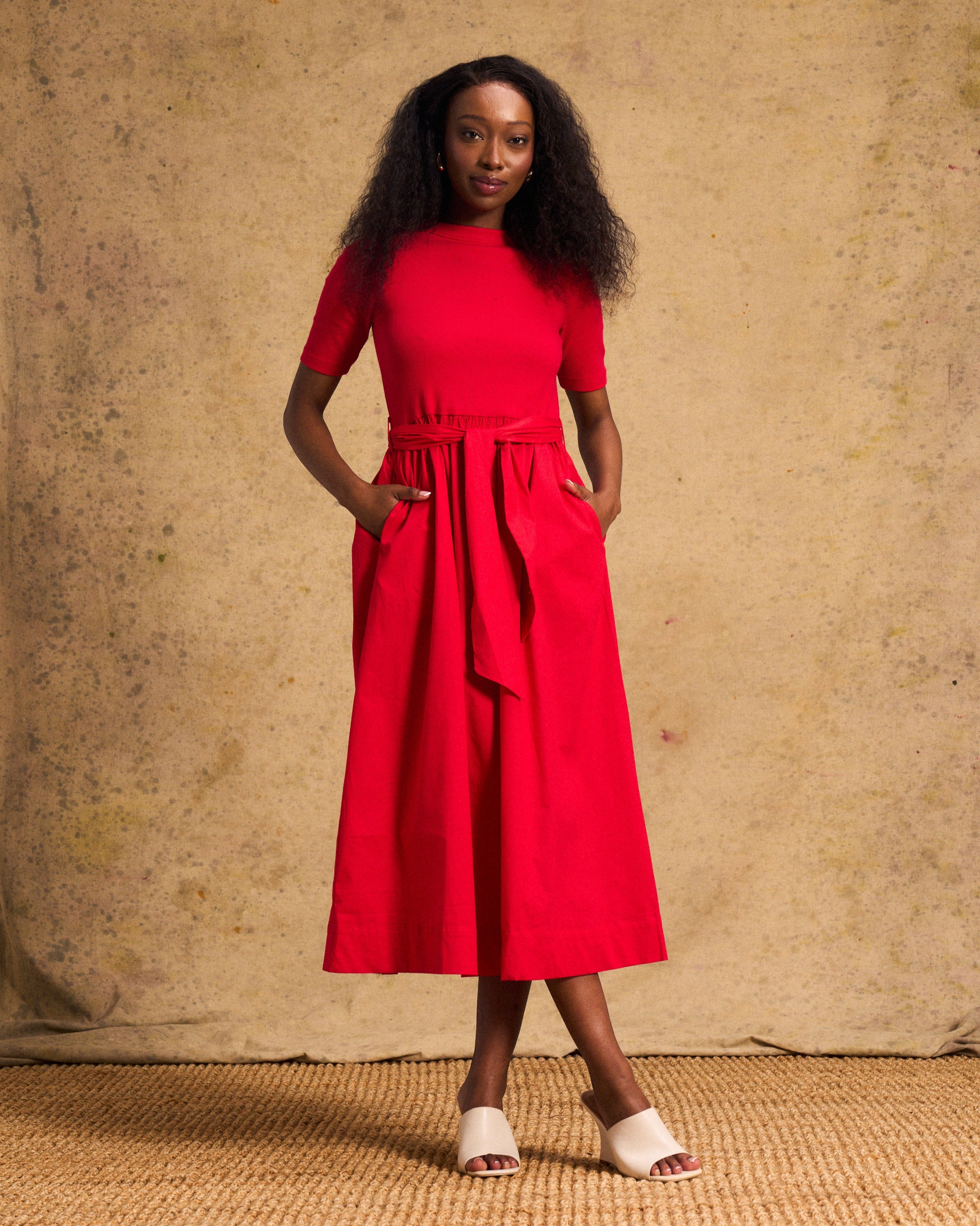 Venice Cotton Dress In Red