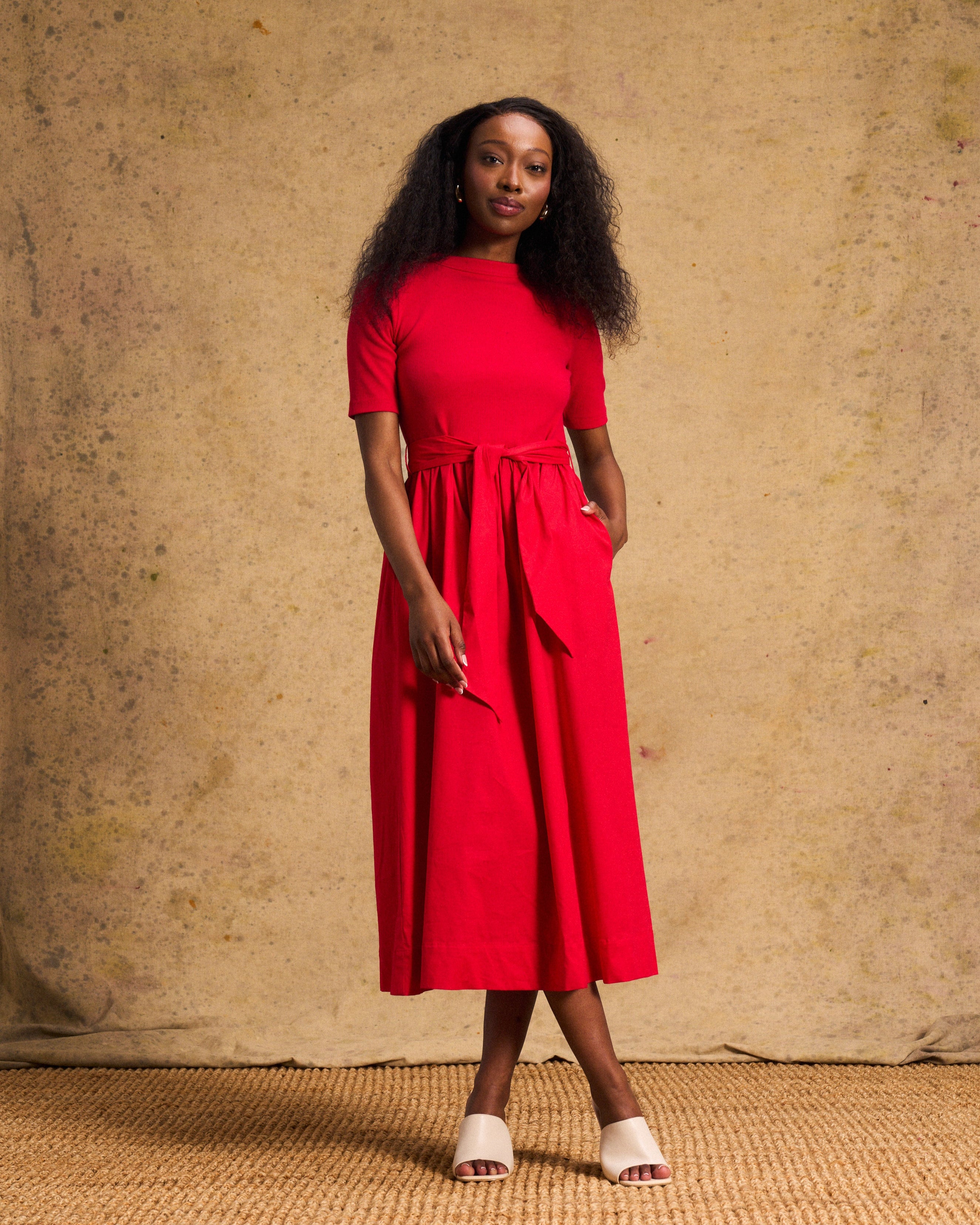 Venice Cotton Dress In Red