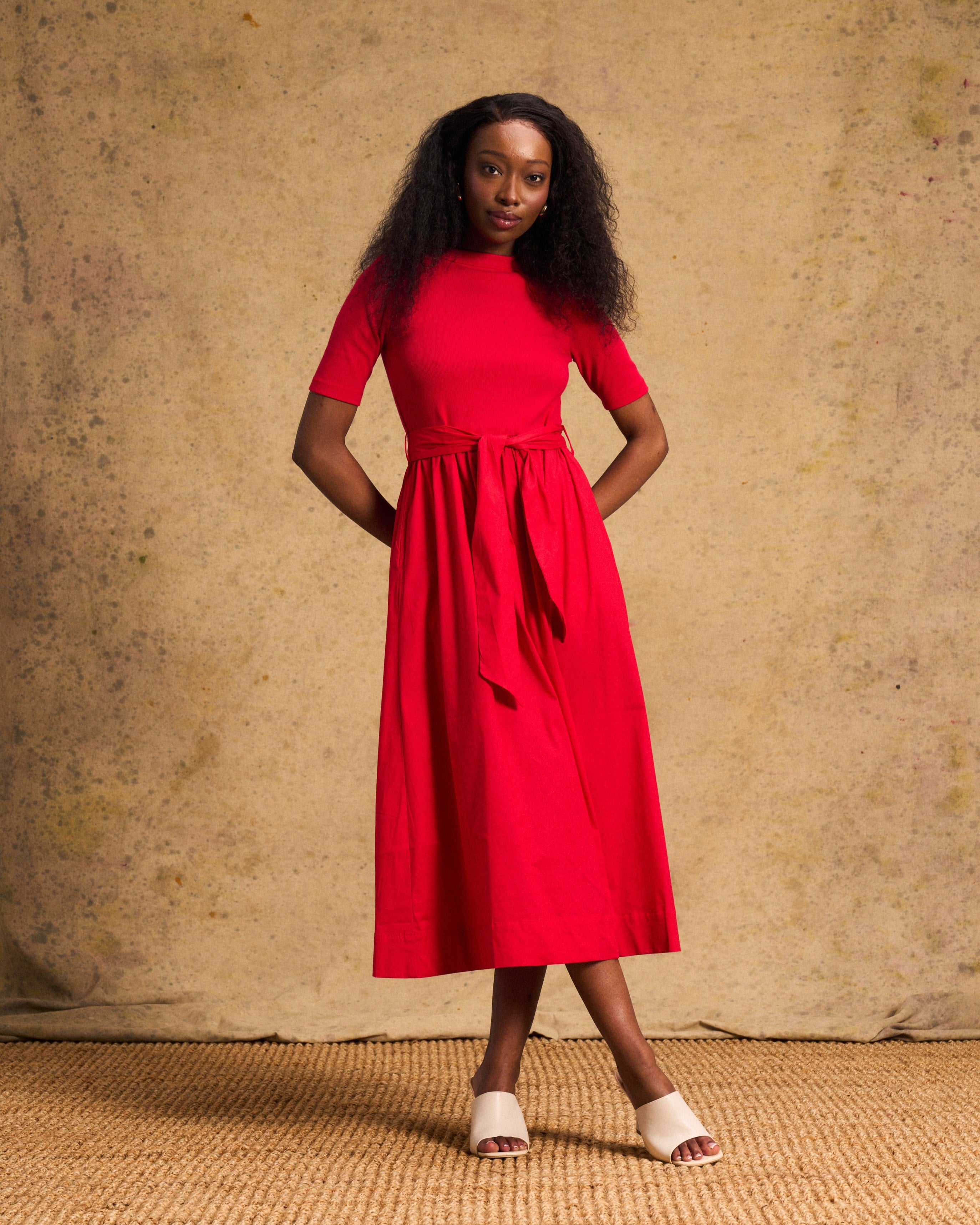 Venice Cotton Dress In Red