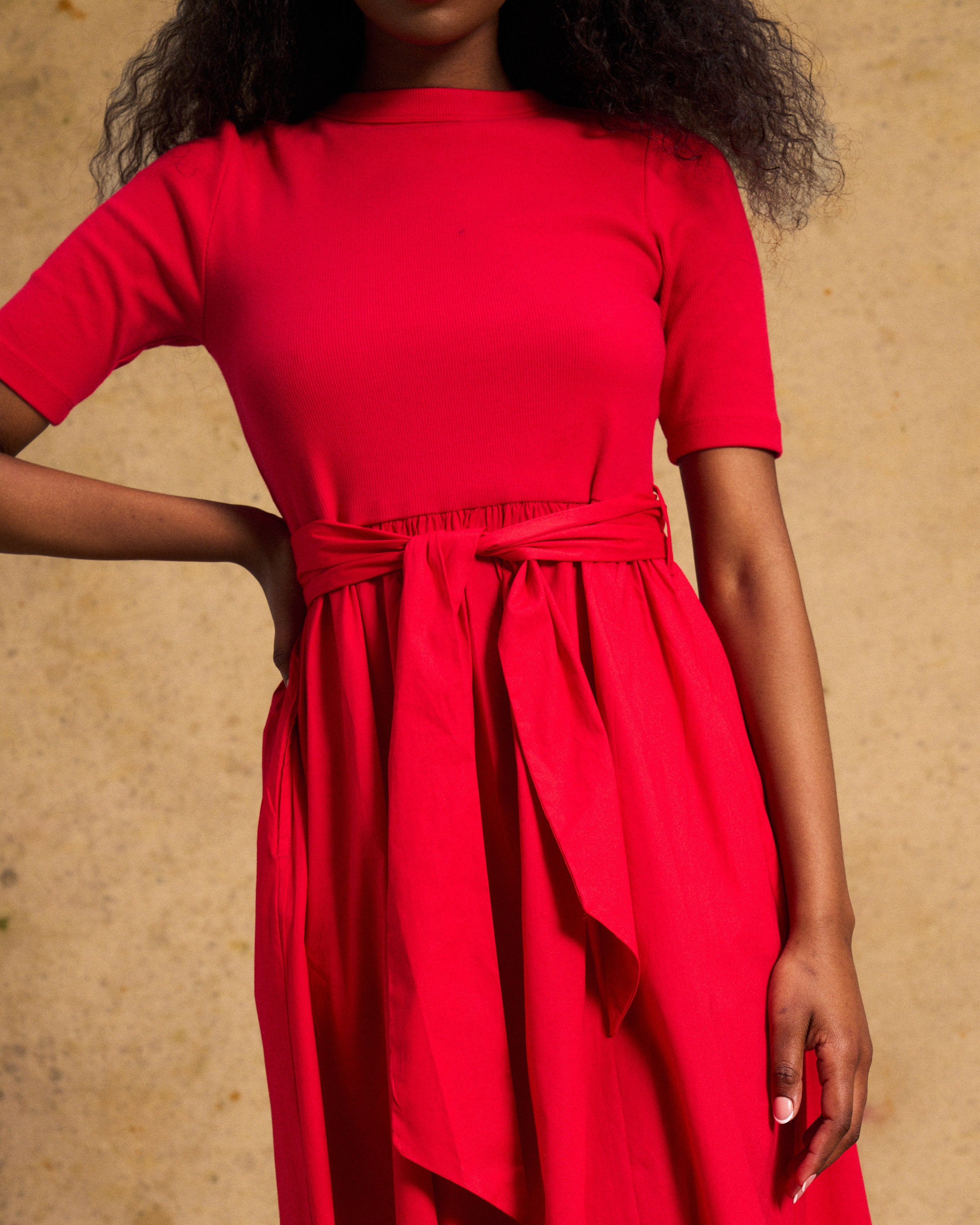 Venice Cotton Dress In Red