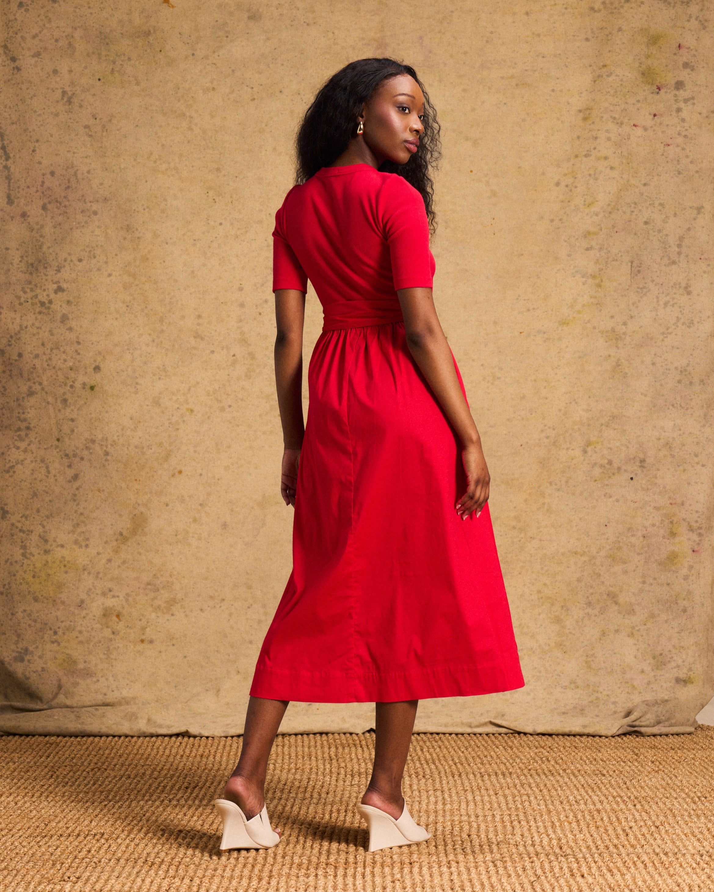 Venice Cotton Dress In Red