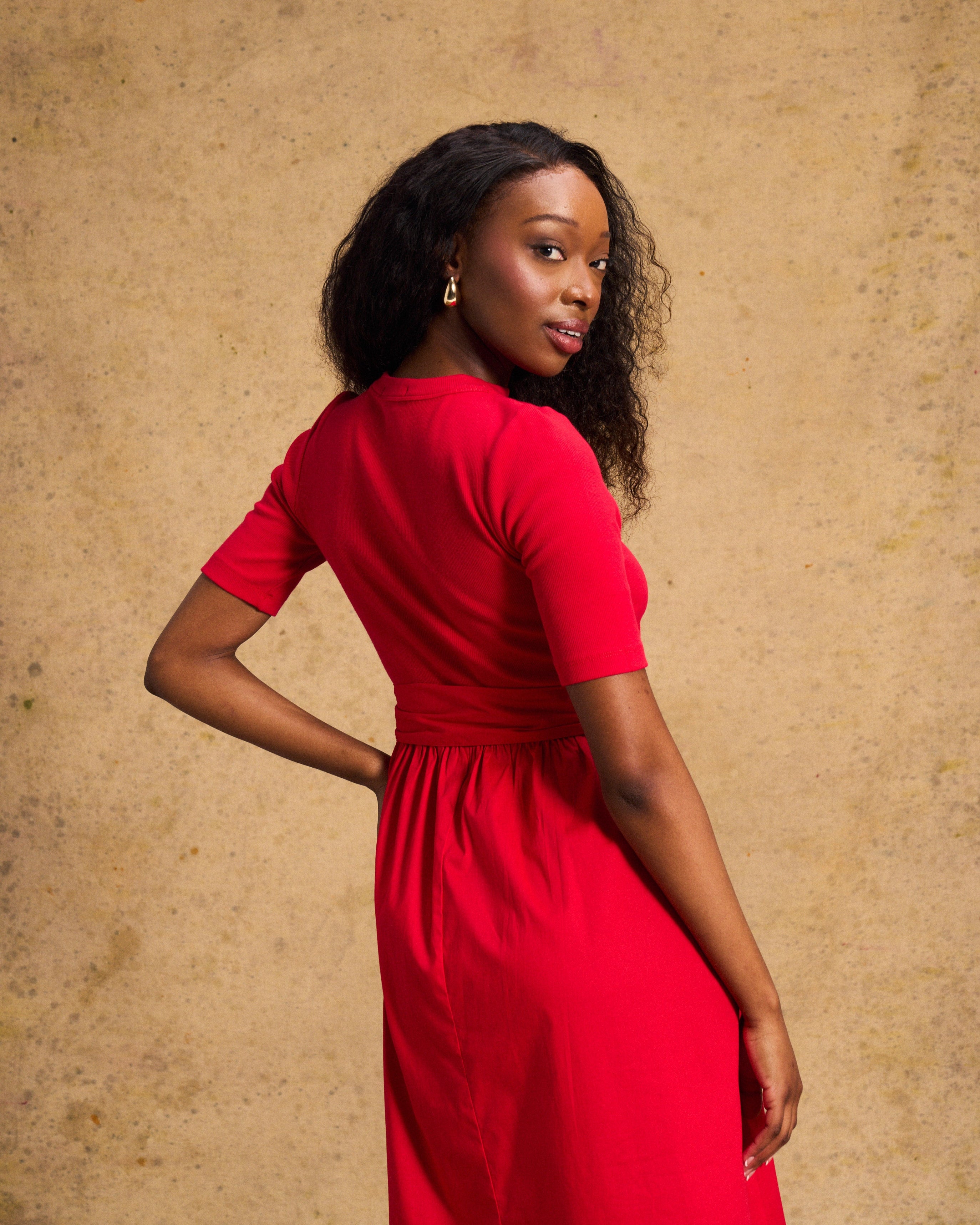 Venice Cotton Dress In Red
