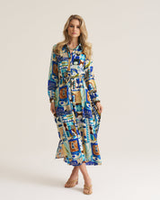 Maxi Shirt Dress - Blue Marrakech