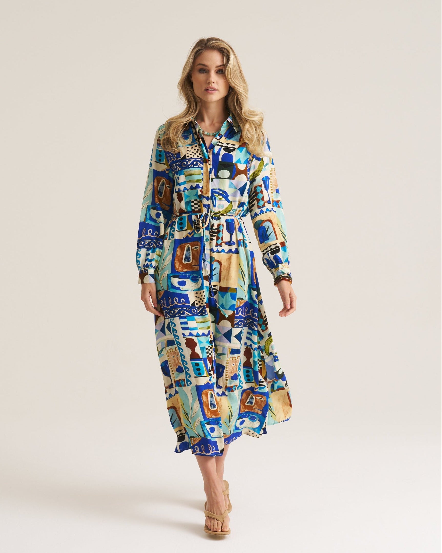 Maxi Shirt Dress - Blue Marrakech