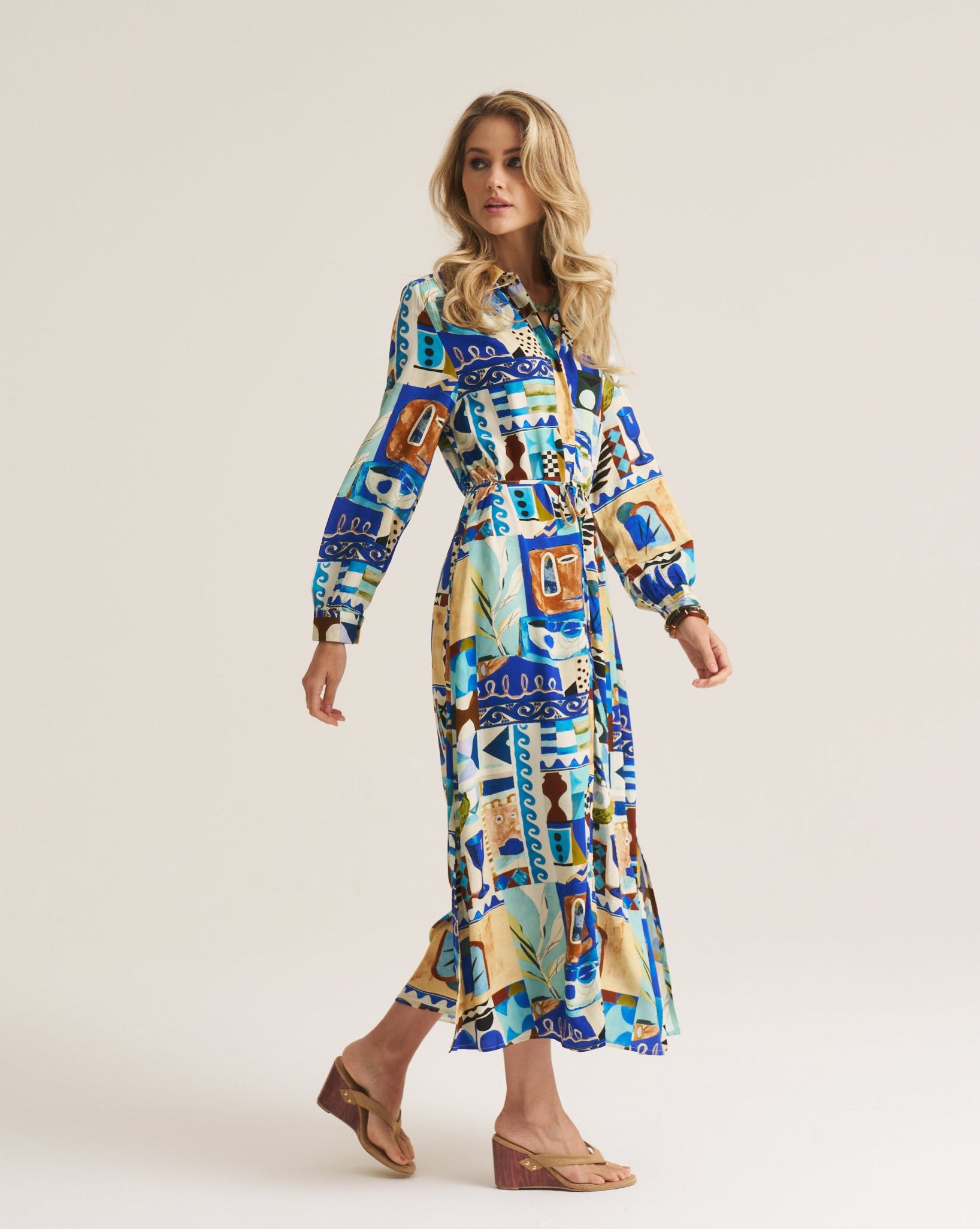 Maxi Shirt Dress - Blue Marrakech